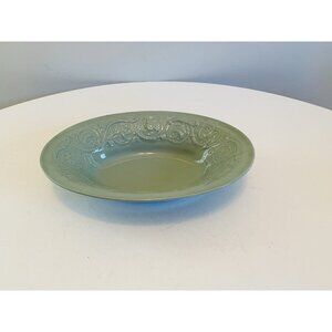 Wedgwood Medway Green Embossed Floral Scroll Oval Serving Dish Serving Bowl Flaw
